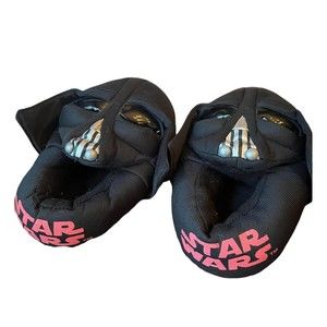 Star Wars DARTH VADER Soft Plush Slippers House Shoes KIDS 7/8 Boys Girls Black